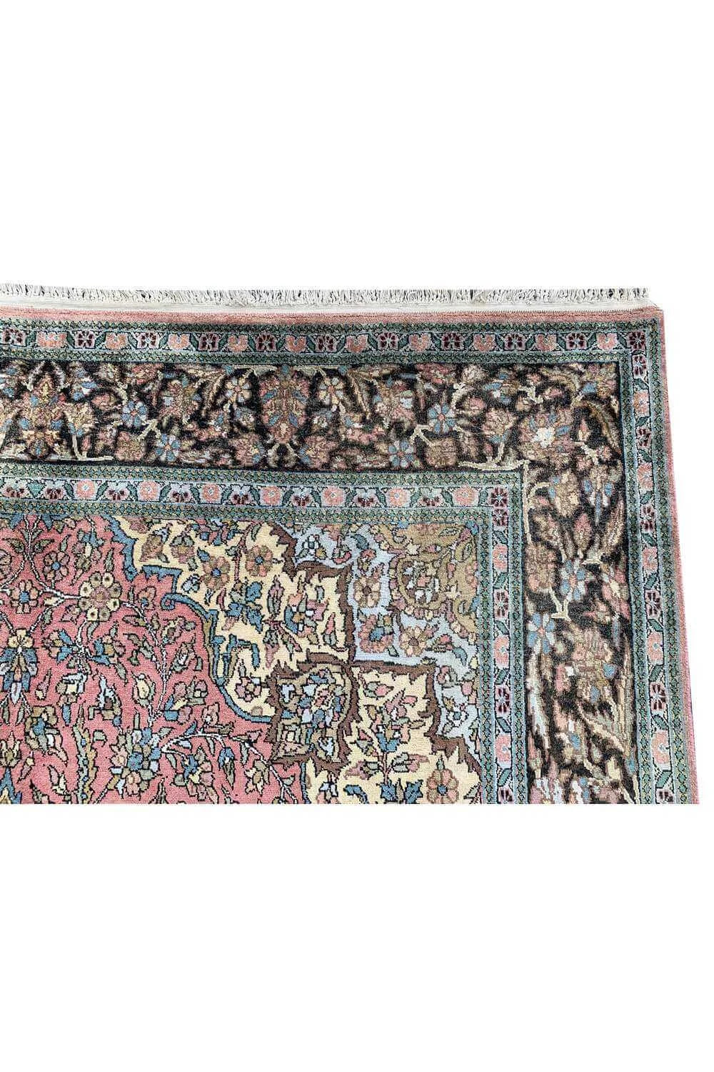 Amazing Hand Knotted Vintage Kashmir pictorial Wool Area Rug 9.4 x 5.9 Ft