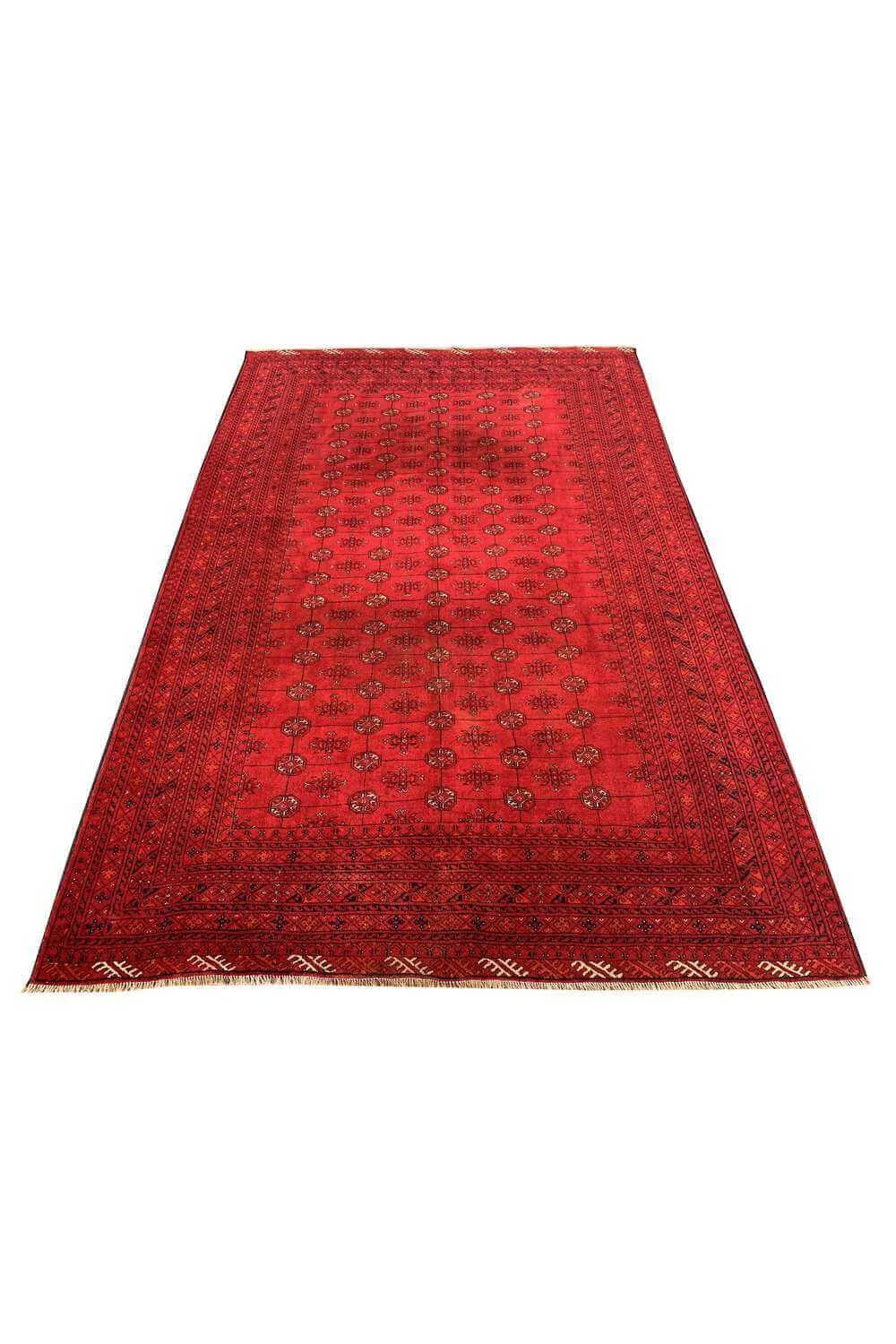 Amazing Hand Knotted Vintage Afghan Turkmen Moori Wool Area Rug 9.10 x 6.5 Ft