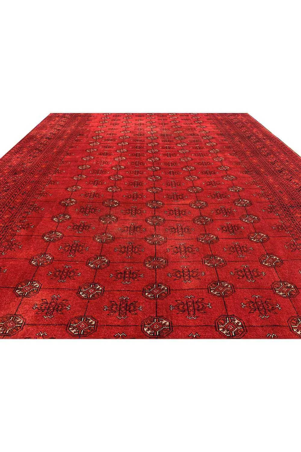 Amazing Hand Knotted Vintage Afghan Turkmen Moori Wool Area Rug 9.10 x 6.5 Ft