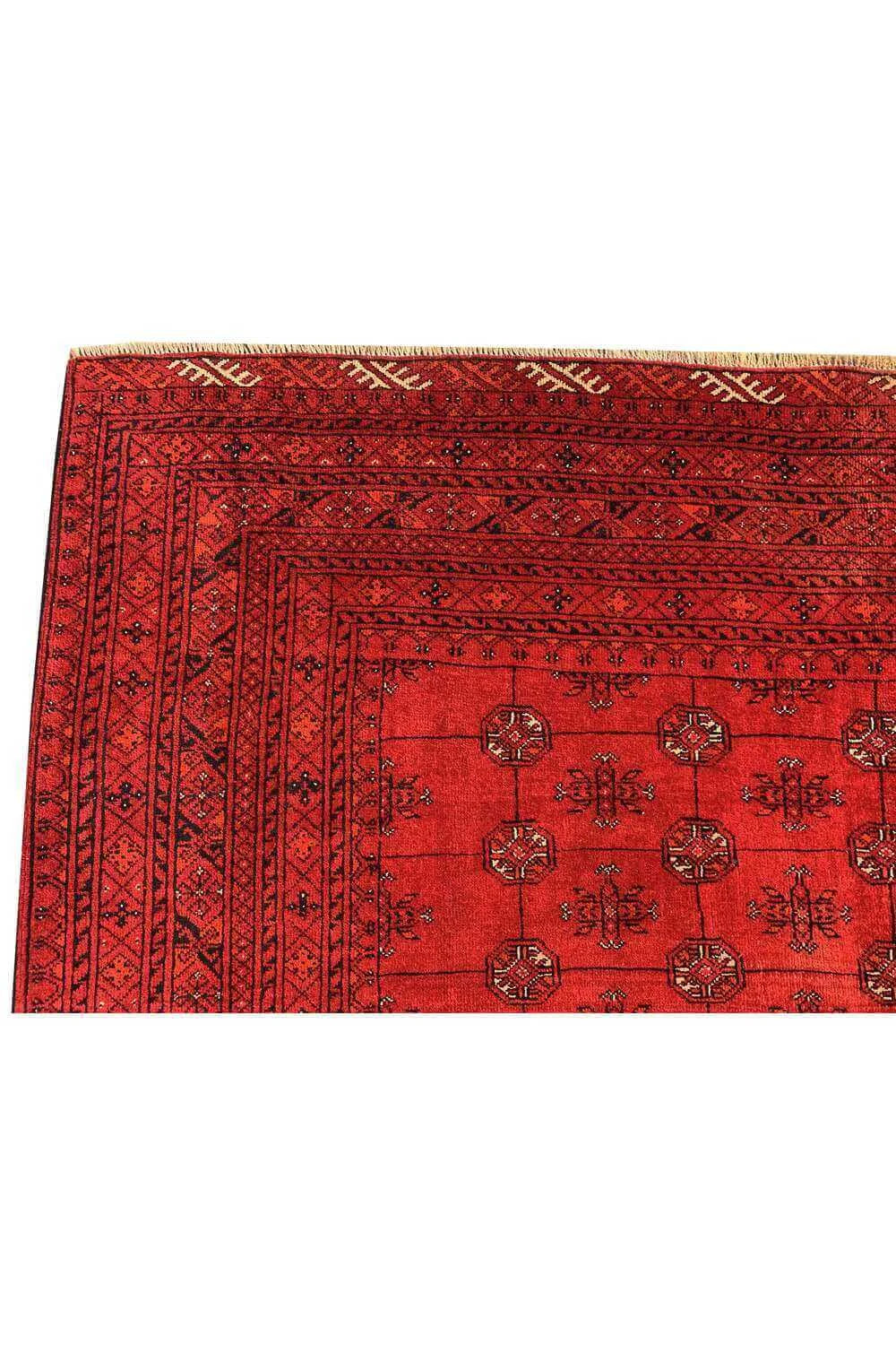 Amazing Hand Knotted Vintage Afghan Turkmen Moori Wool Area Rug 9.10 x 6.5 Ft