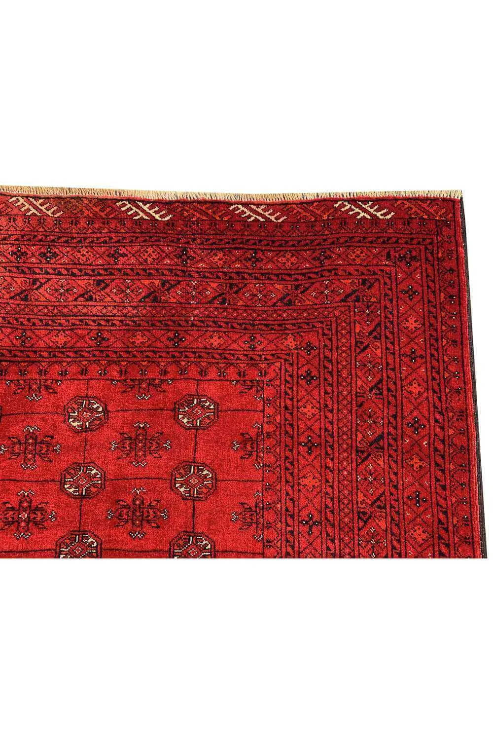 Amazing Hand Knotted Vintage Afghan Turkmen Moori Wool Area Rug 9.10 x 6.5 Ft