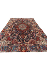 Amazing Hand Knotted Vintage Qashmour Hunting Pictorial Wool Area Rug 12.2 x 8.5 Ft