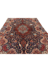 Amazing Hand Knotted Vintage Qashmour Hunting Pictorial Wool Area Rug 12.2 x 8.5 Ft