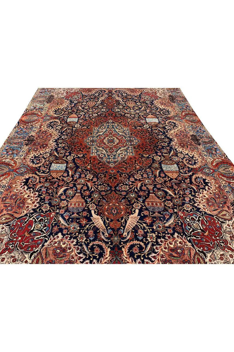 Amazing Hand Knotted Vintage Qashmour Hunting Pictorial Wool Area Rug 12.2 x 8.5 Ft