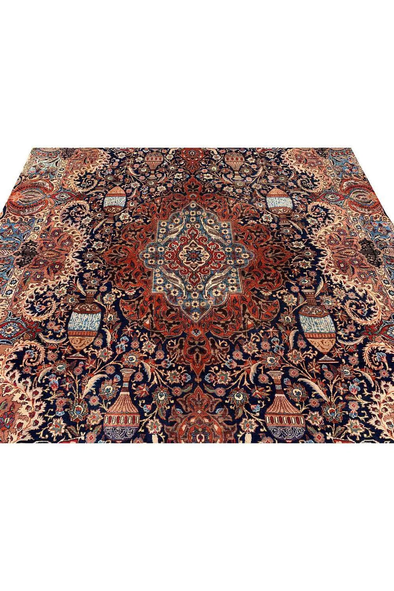 Amazing Hand Knotted Vintage Qashmour Hunting Pictorial Wool Area Rug 12.2 x 8.5 Ft