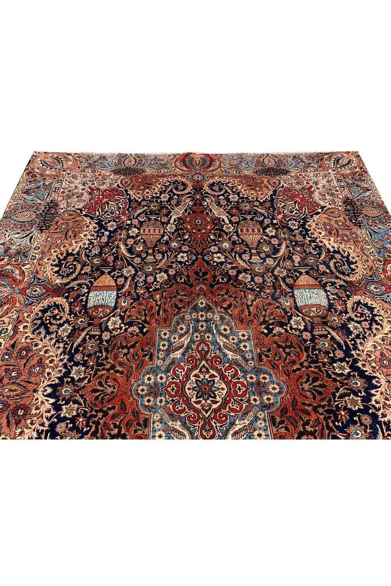 Amazing Hand Knotted Vintage Qashmour Hunting Pictorial Wool Area Rug 12.2 x 8.5 Ft
