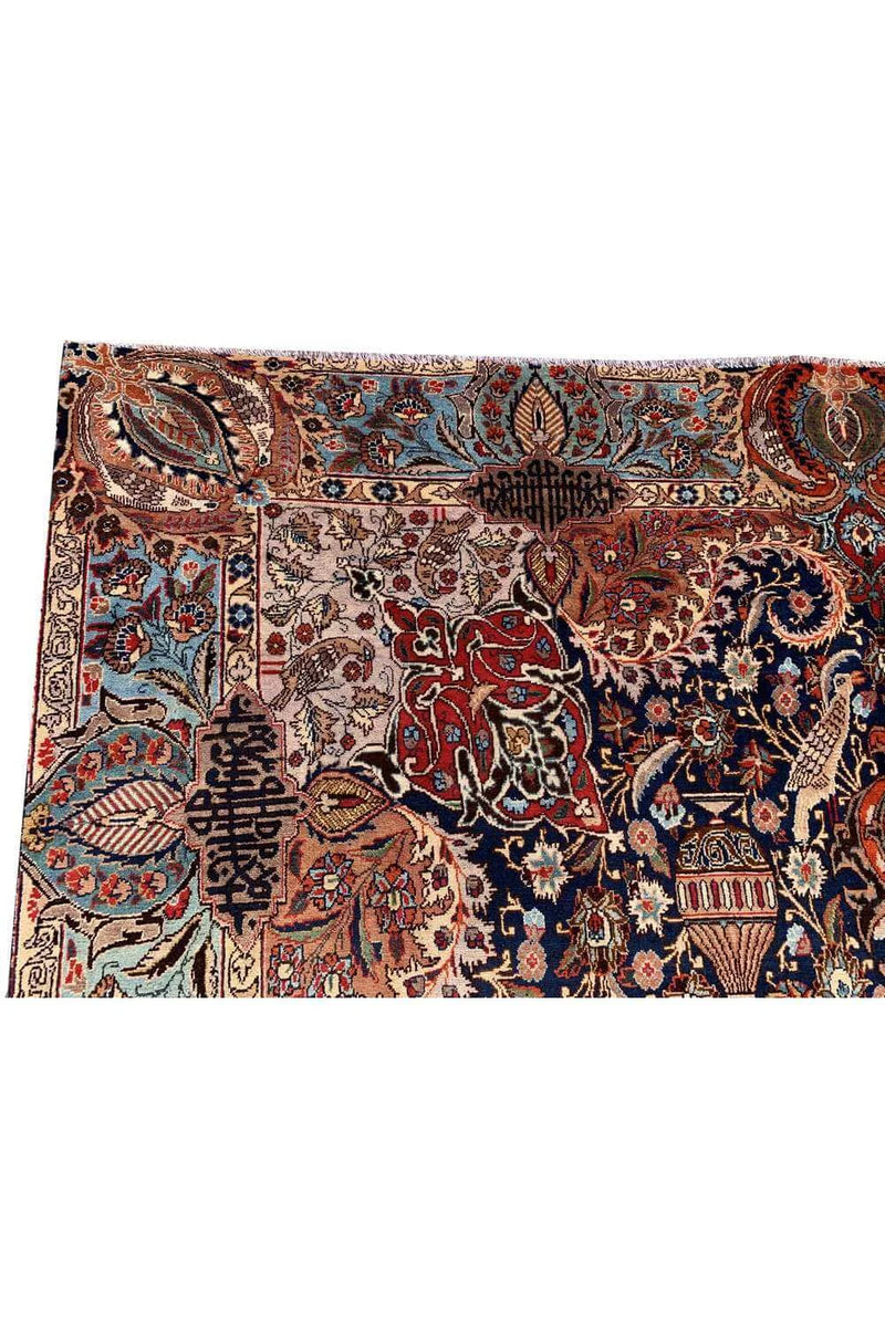 Amazing Hand Knotted Vintage Qashmour Hunting Pictorial Wool Area Rug 12.2 x 8.5 Ft