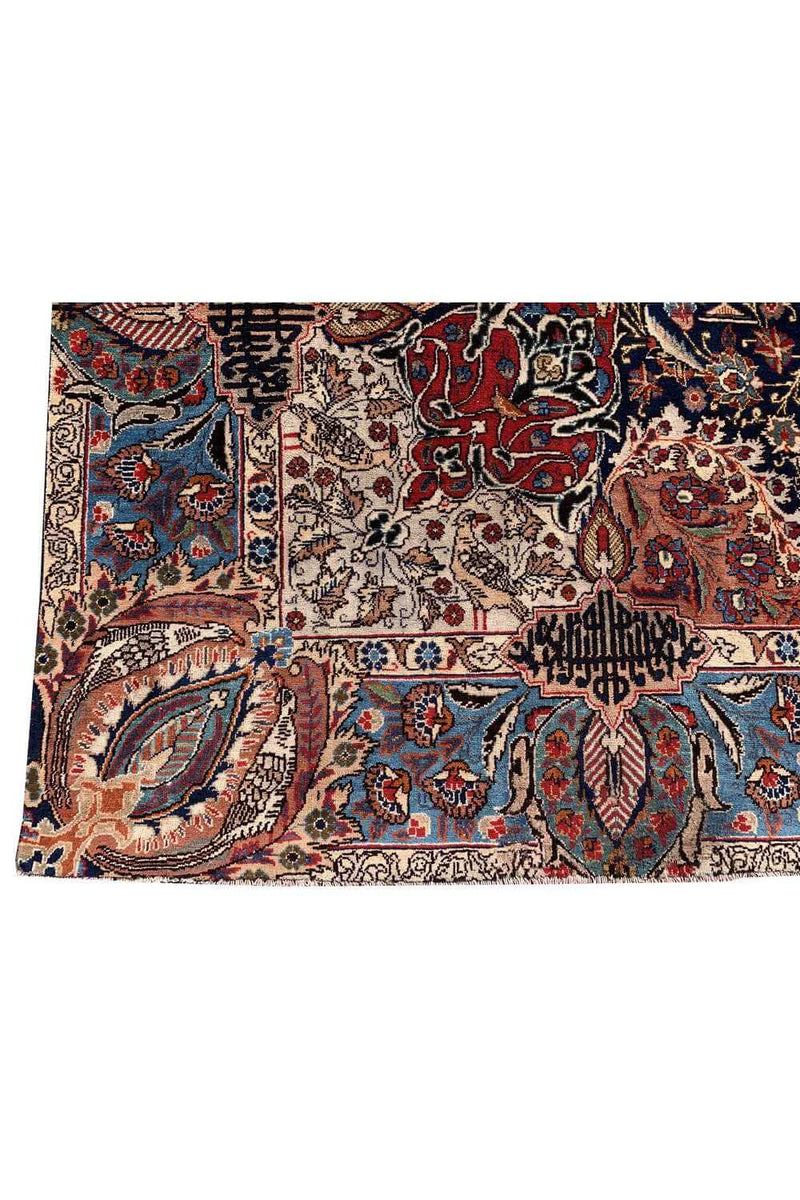 Amazing Hand Knotted Vintage Qashmour Hunting Pictorial Wool Area Rug 12.2 x 8.5 Ft