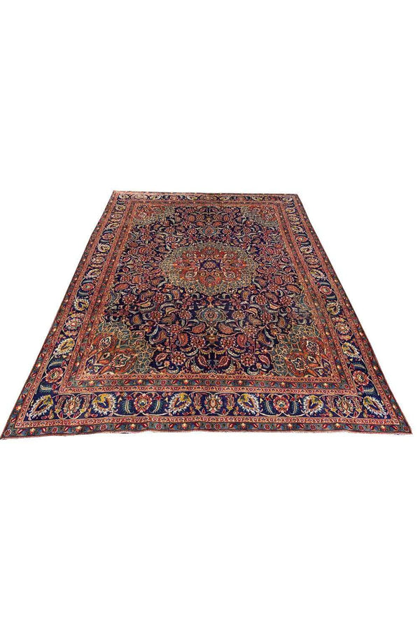 Amazing Hand Knotted Vintage Qashoun Wool Area Rug 12.6 x 9.5 Ft