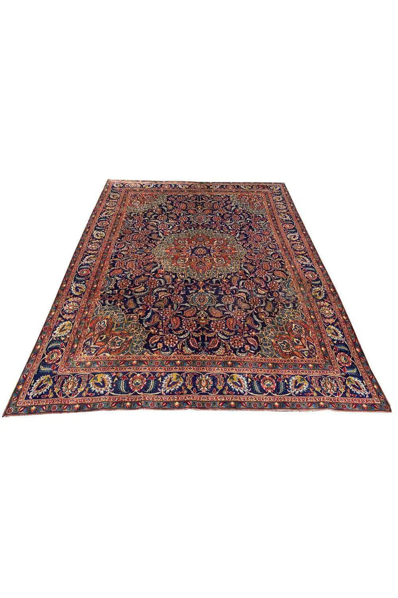 Amazing Hand Knotted Vintage Qashoun Wool Area Rug 12.6 x 9.5 Ft