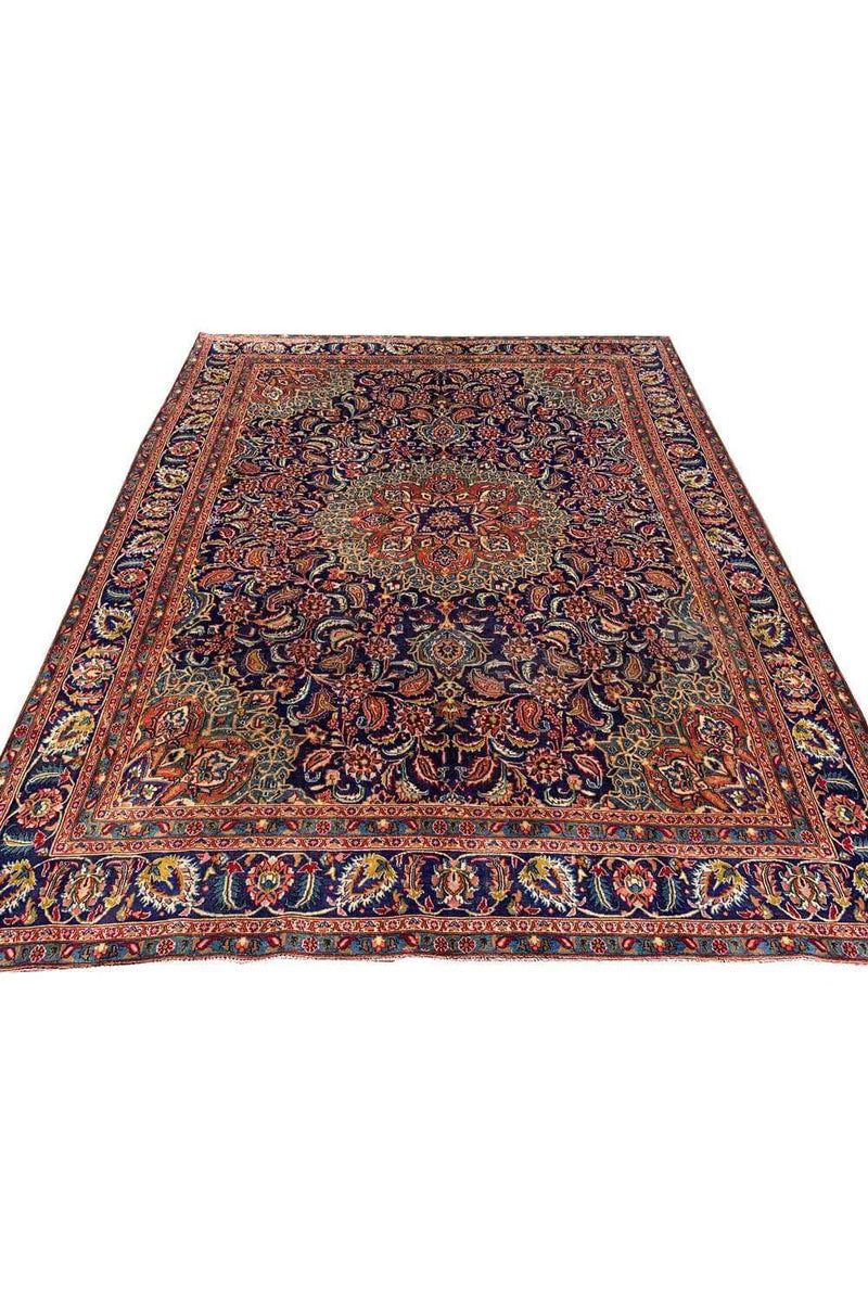 Amazing Hand Knotted Vintage Qashoun Wool Area Rug 12.6 x 9.5 Ft