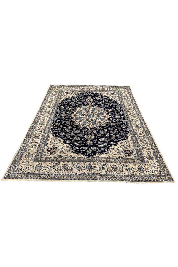 Amazing Hand Knotted Vintage Naeen Wool Area Rug 12.6 x 9.7 Ft