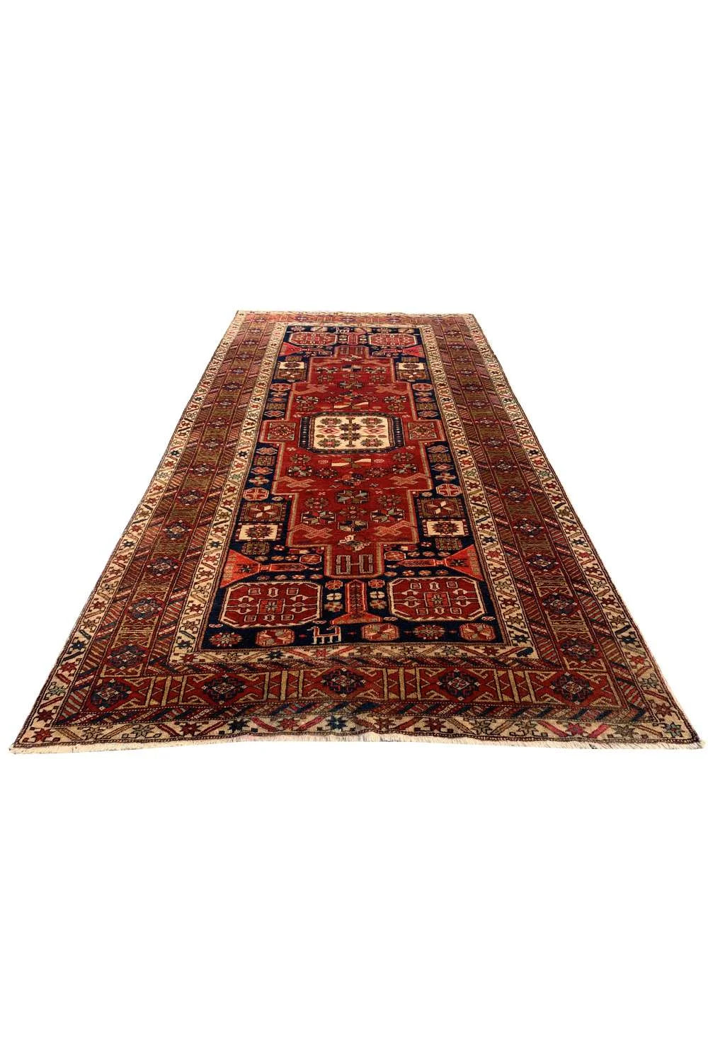 Amazing Hand Knotted Vintage Hareez Pictorial Wool Area Runner Rug 9.3 x 4.9 Ft