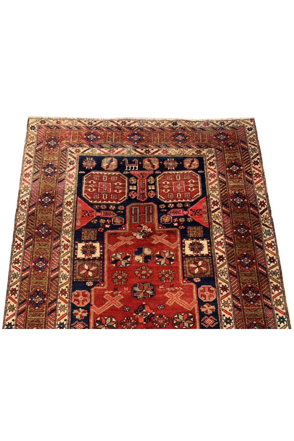 Amazing Hand Knotted Vintage Hareez Pictorial Wool Area Runner Rug 9.3 x 4.9 Ft