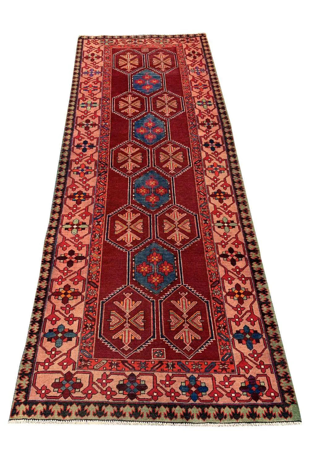 Amazing Hand Knotted Vintage Baghtiyaar Wool Area Runner Rug 10.10 x 4.3 Ft