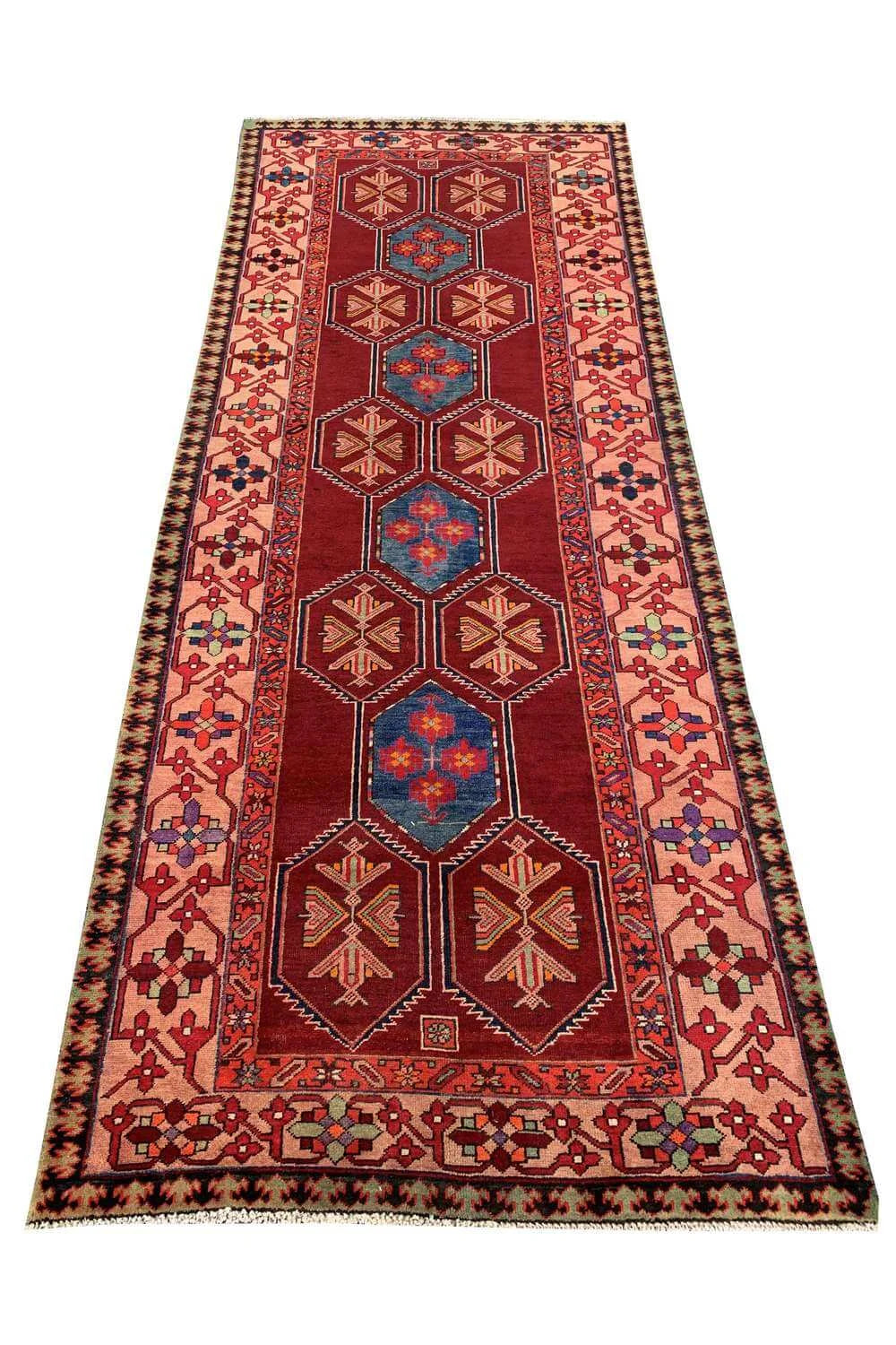 Amazing Hand Knotted Vintage Baghtiyaar Wool Area Runner Rug 10.10 x 4.3 Ft