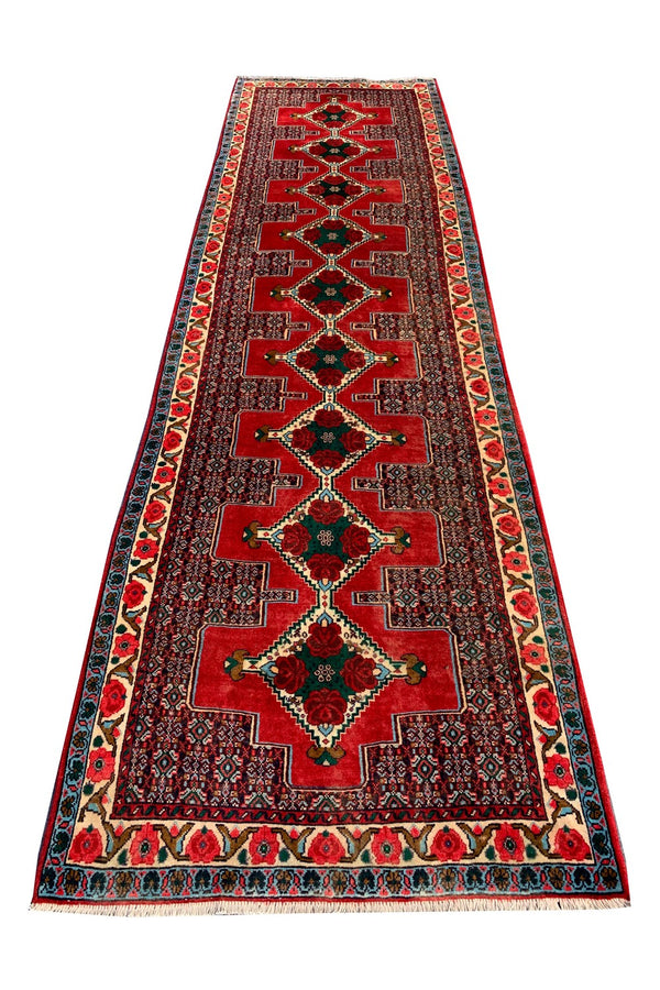 Authentic Hand Knotted Vintage Tabreez Wool Area Runner Rug 9 x 3 Ft