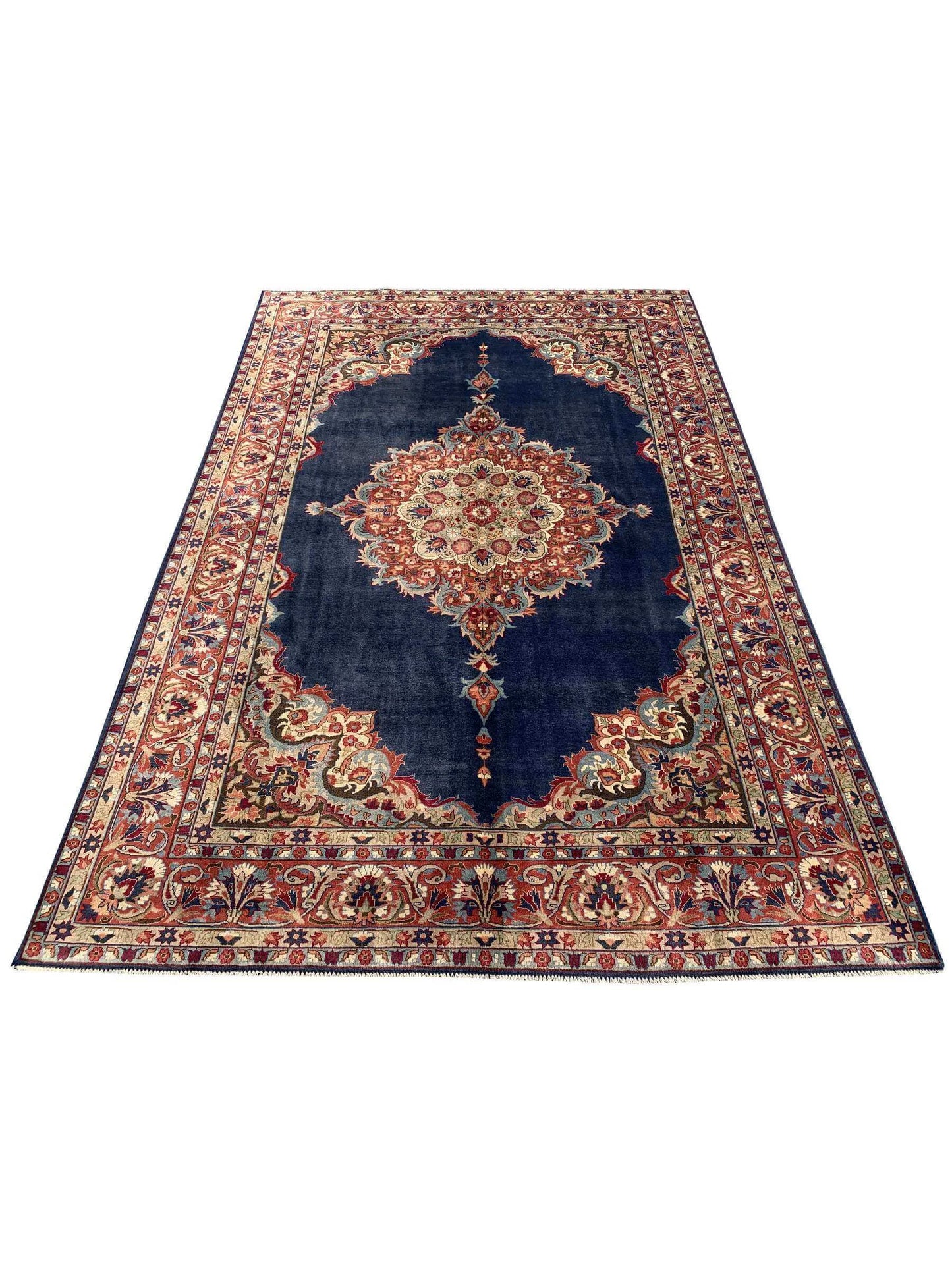 Amazing Hand Knotted Vintage Tabreez Wool Area Rug 9.10 x 6.9 Ft