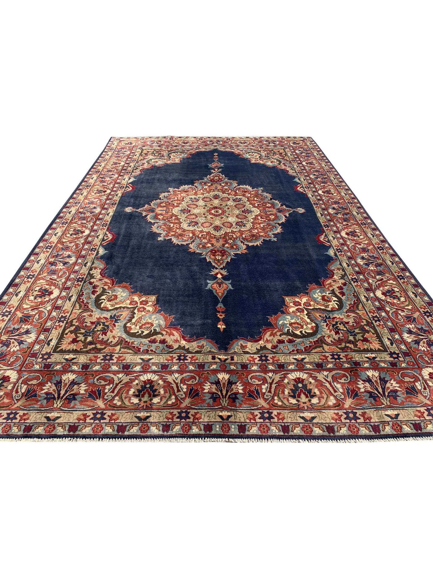 Amazing Hand Knotted Vintage Tabreez Wool Area Rug 9.10 x 6.9 Ft