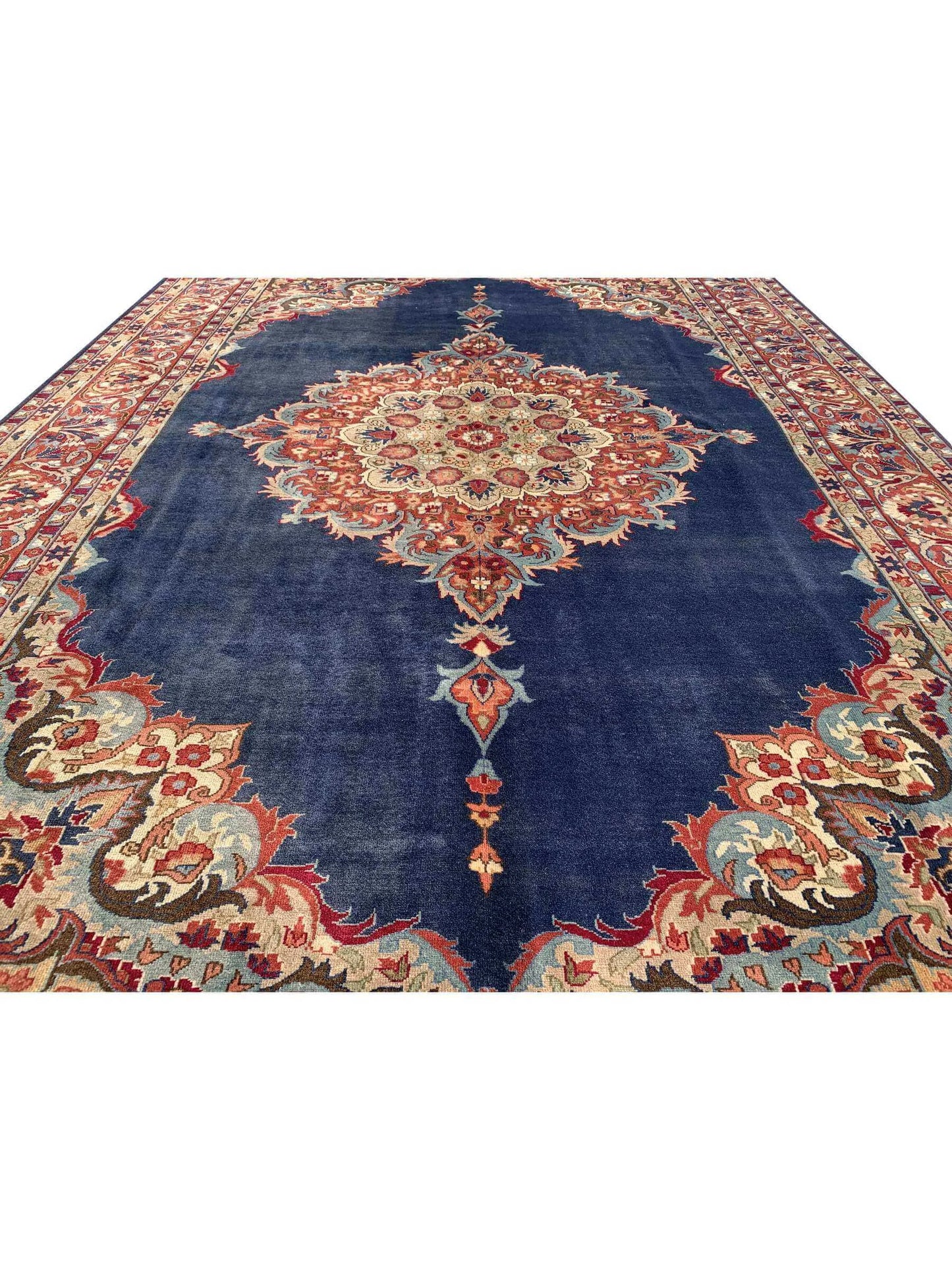 Amazing Hand Knotted Vintage Tabreez Wool Area Rug 9.10 x 6.9 Ft