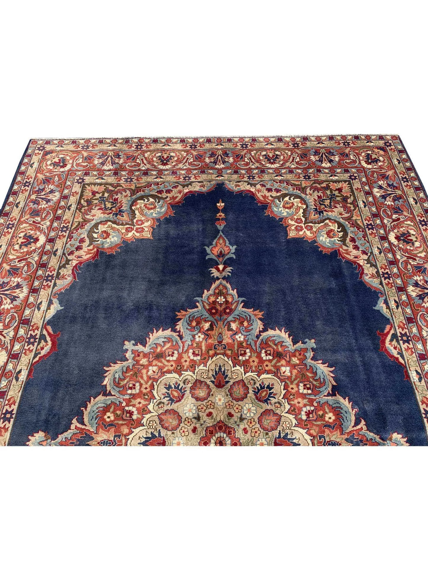 Amazing Hand Knotted Vintage Tabreez Wool Area Rug 9.10 x 6.9 Ft