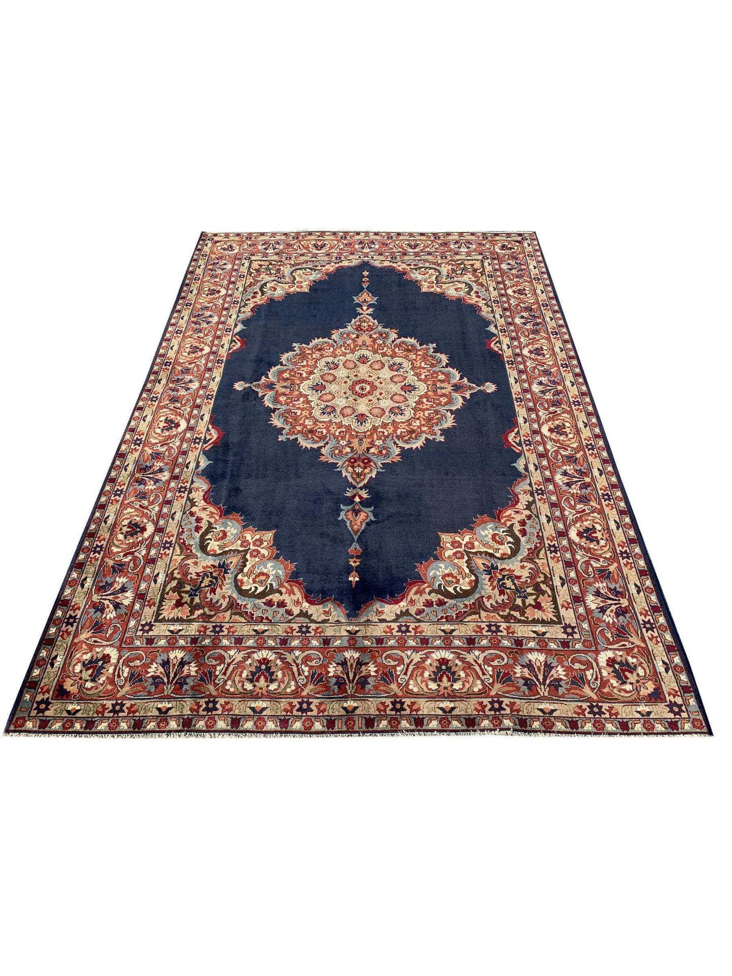 Amazing Hand Knotted Vintage Tabreez Wool Area Rug 9.10 x 6.9 Ft