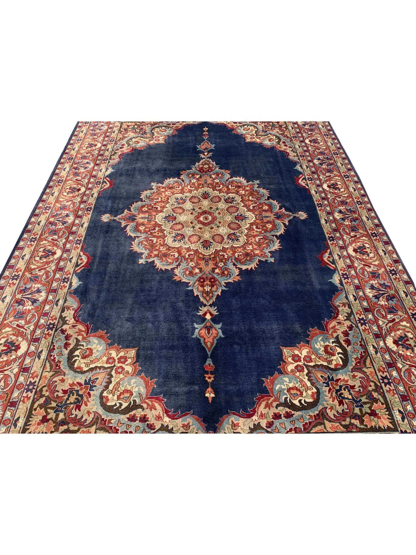 Amazing Hand Knotted Vintage Tabreez Wool Area Rug 9.10 x 6.9 Ft
