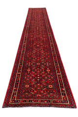 Authentic Hand Knotted Vintage Hamidoun Wool Area Runner Rug 16.2 x 3.5 Ft