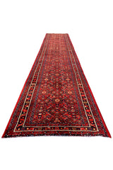 Authentic Hand Knotted Vintage Hamidoun Wool Area Runner Rug 16.2 x 3.5 Ft