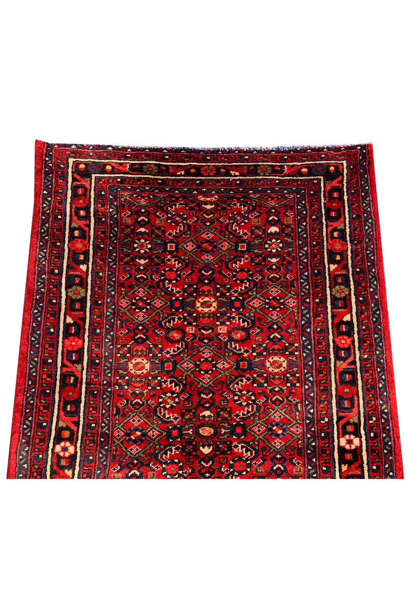 Authentic Hand Knotted Vintage Hamidoun Wool Area Runner Rug 16.2 x 3.5 Ft
