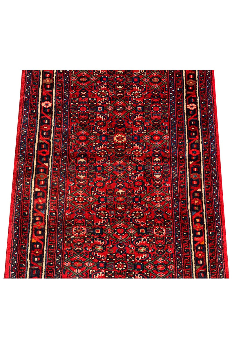 Authentic Hand Knotted Vintage Hamidoun Wool Area Runner Rug 16.2 x 3.5 Ft