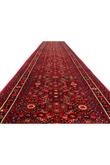 Authentic Hand Knotted Vintage Hamidoun Wool Area Runner Rug 16.2 x 3.5 Ft