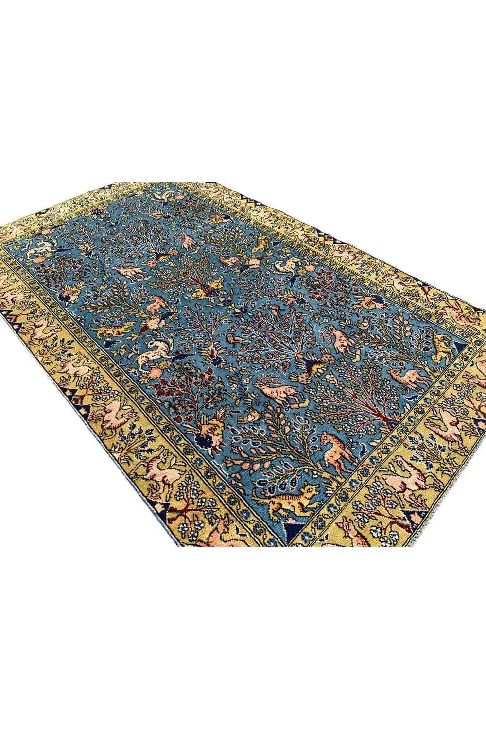 Amazing Hand Knotted Vintage Qashmour Tree Of Life Pictorial Wool Area Rug 6.4 x 3.11 Ft