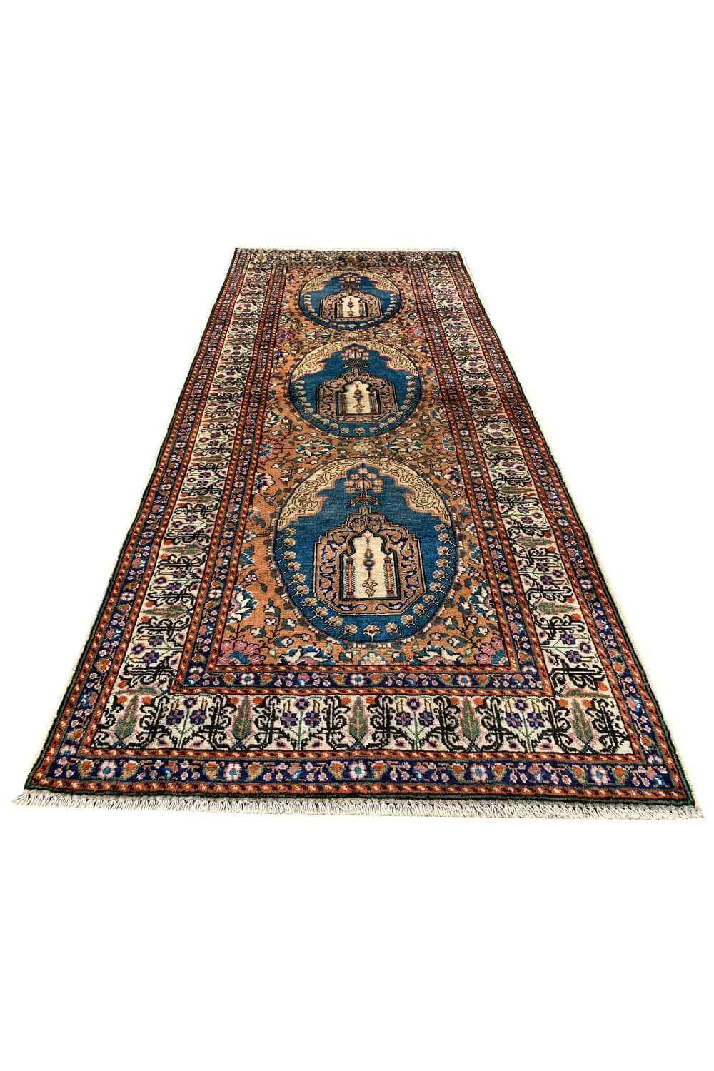 Amazing Hand Knotted Vintage Hareez Wool Area Runner Rug 7.1 x 2.11 Ft