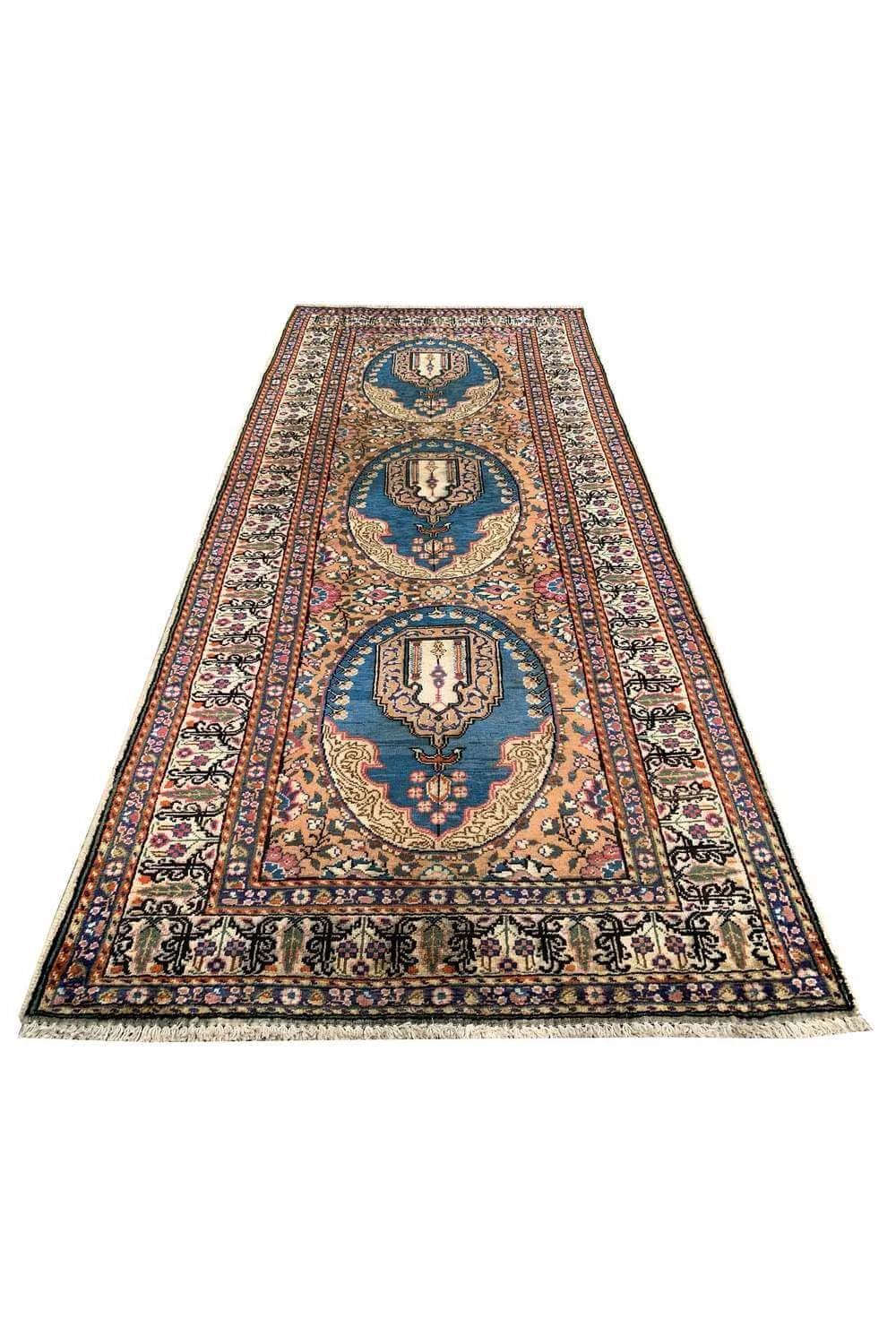 Amazing Hand Knotted Vintage Hareez Wool Area Runner Rug 7.1 x 2.11 Ft