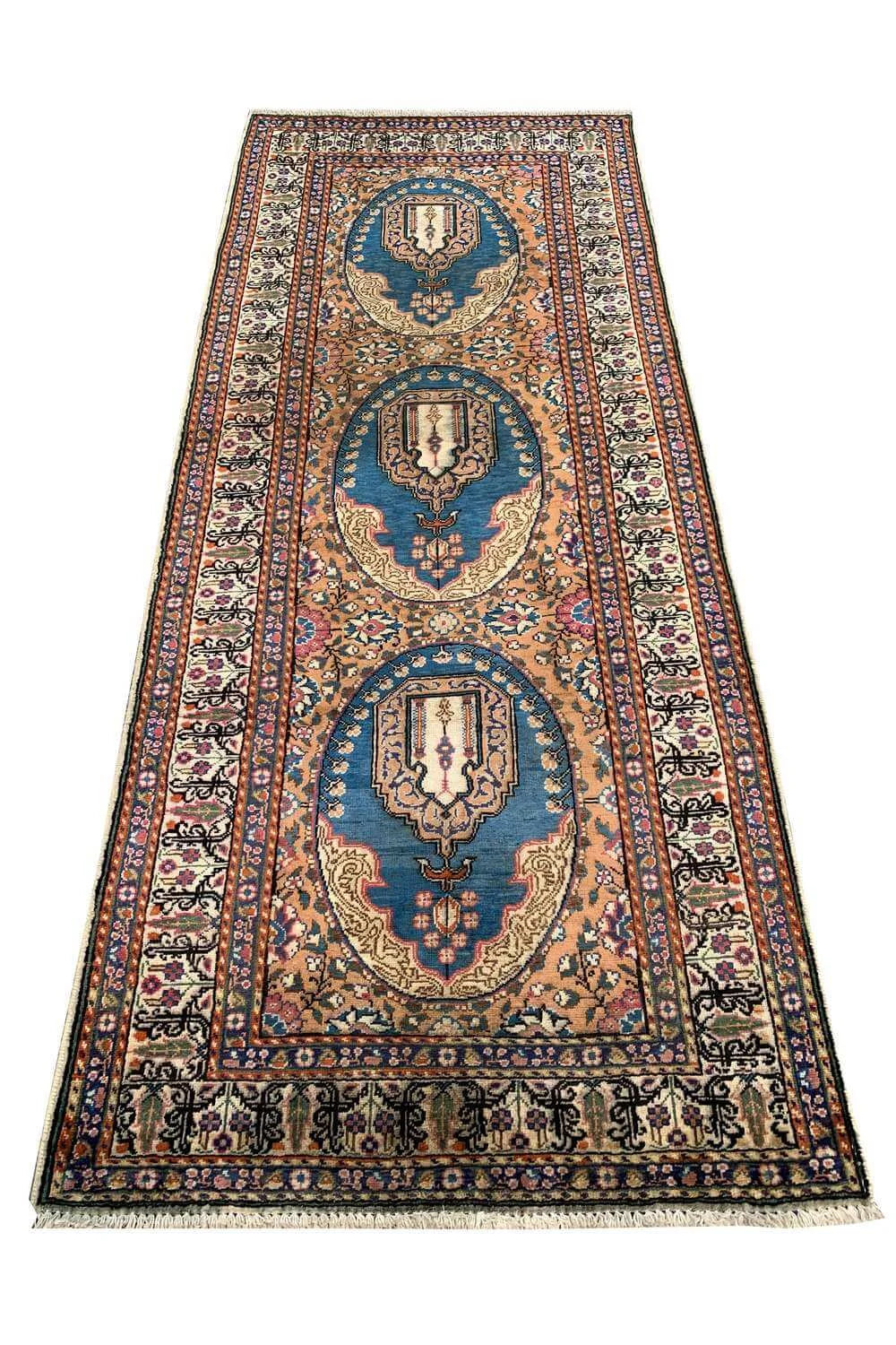 Amazing Hand Knotted Vintage Hareez Wool Area Runner Rug 7.1 x 2.11 Ft