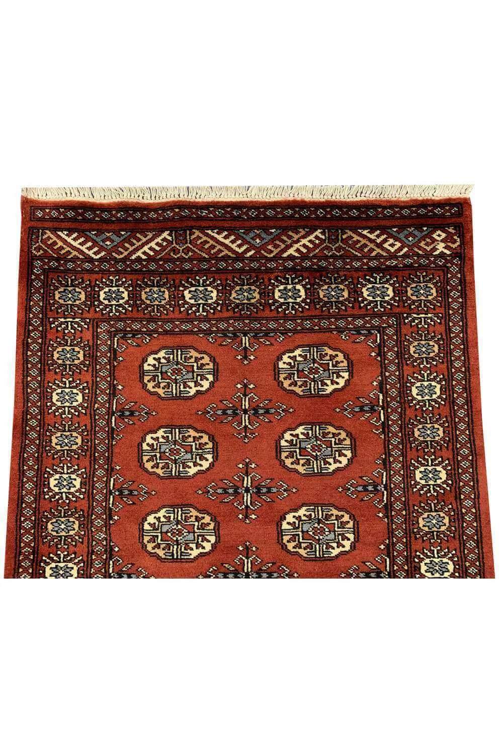 Amazing Hand Knotted Vintage Pakistani Bokhara Jhaldar Wool Area Rug 6.9 x 2.7 Ft
