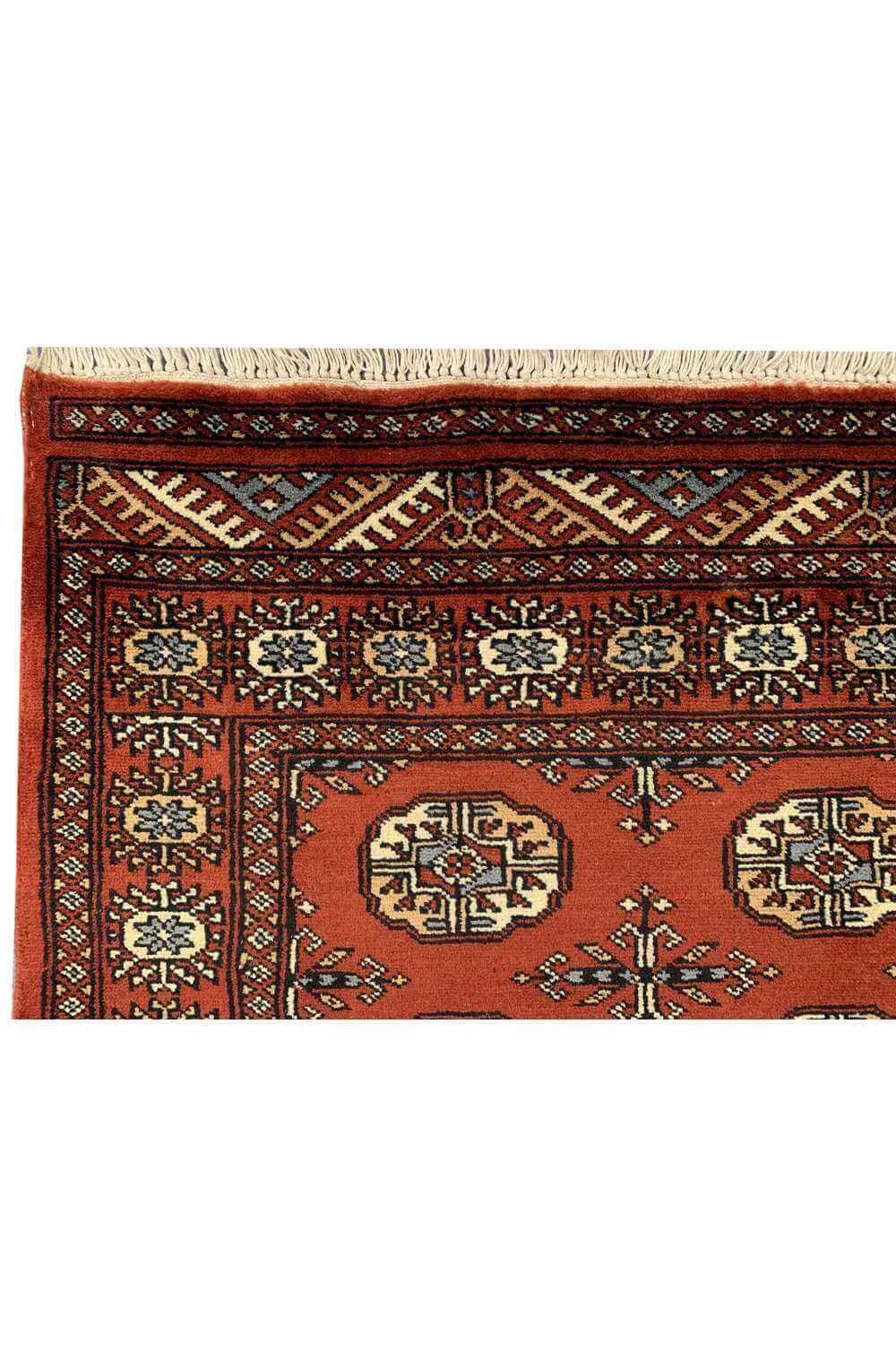 Amazing Hand Knotted Vintage Pakistani Bokhara Jhaldar Wool Area Rug 6.9 x 2.7 Ft