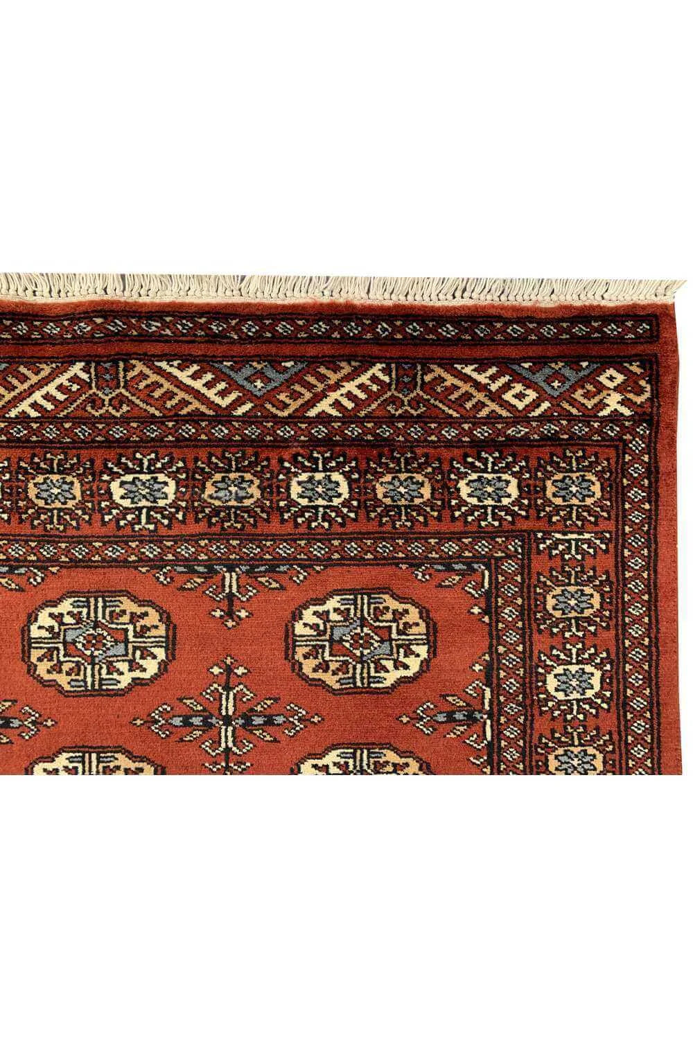 Amazing Hand Knotted Vintage Pakistani Bokhara Jhaldar Wool Area Rug 6.9 x 2.7 Ft