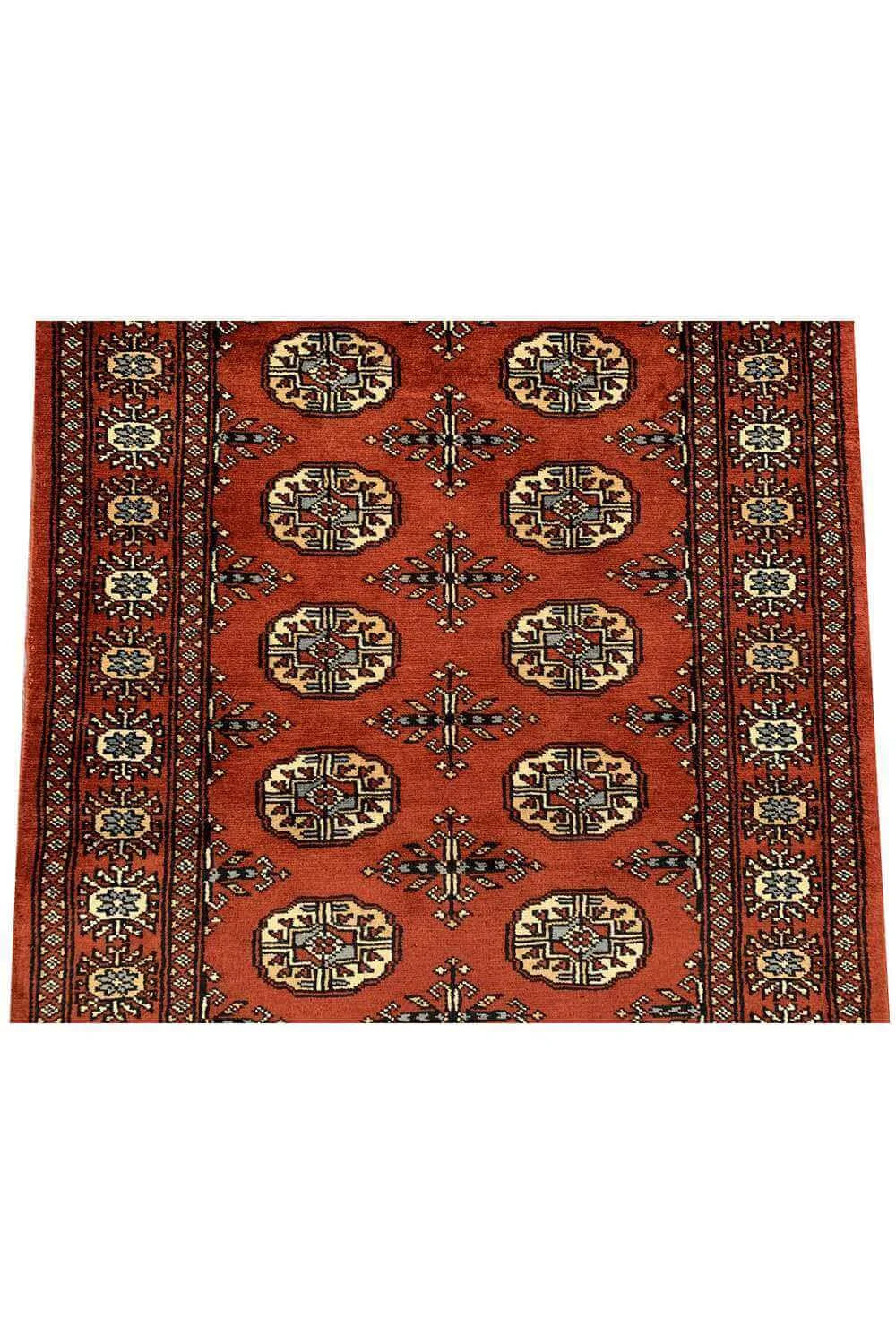 Amazing Hand Knotted Vintage Pakistani Bokhara Jhaldar Wool Area Rug 6.9 x 2.7 Ft