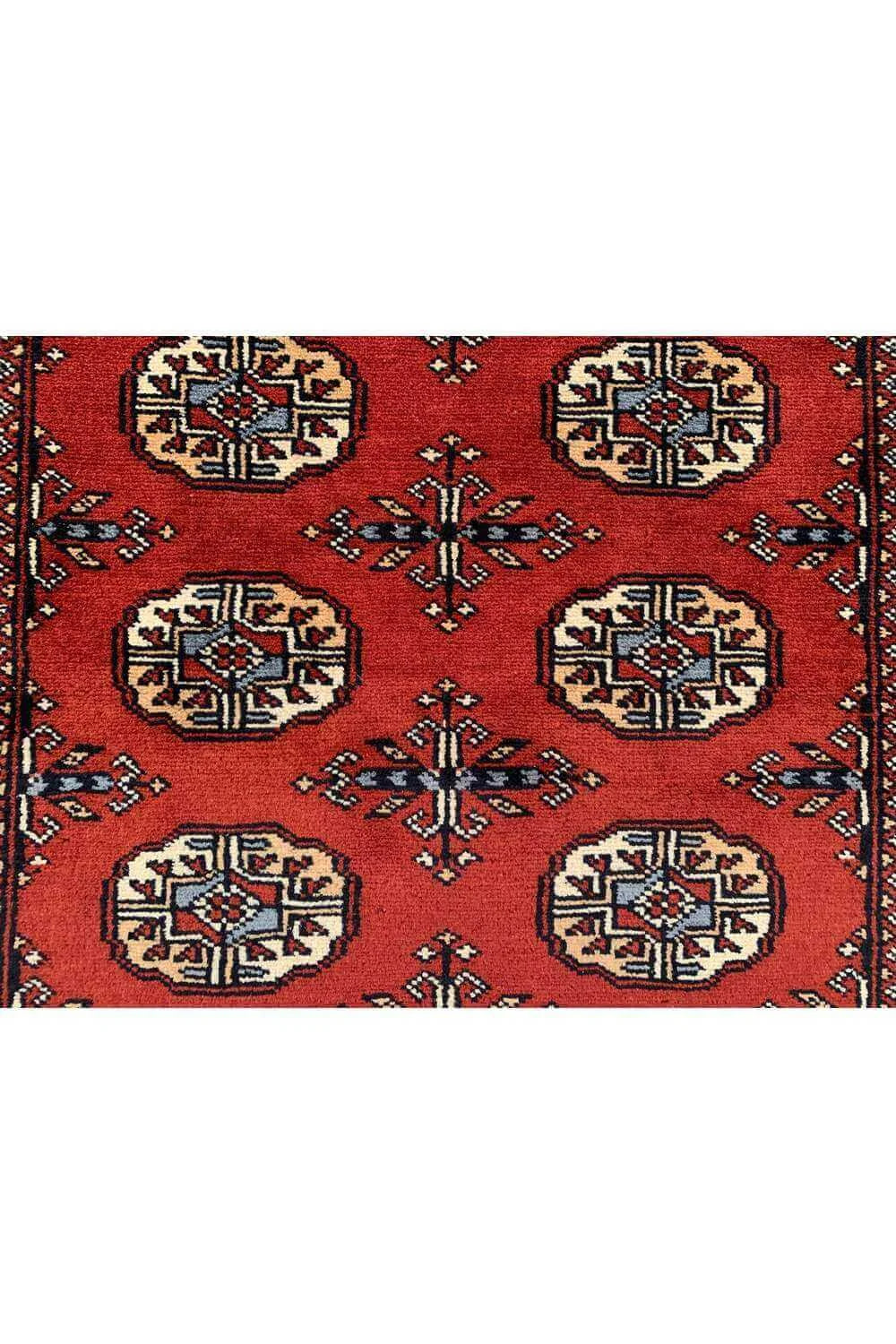 Amazing Hand Knotted Vintage Pakistani Bokhara Jhaldar Wool Area Rug 6.9 x 2.7 Ft