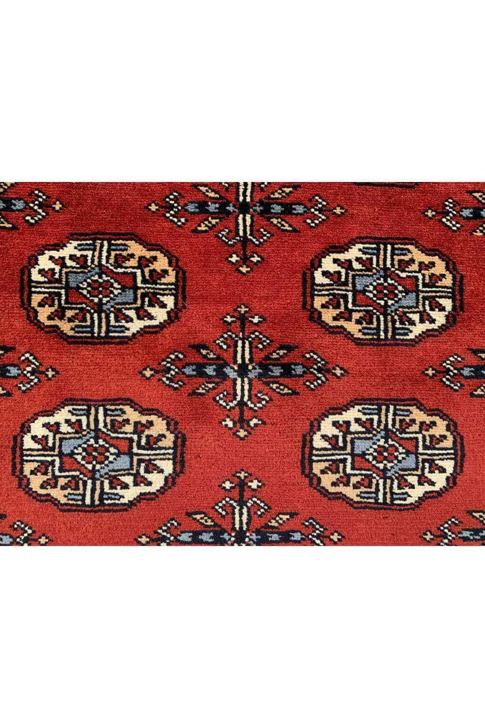 Amazing Hand Knotted Vintage Pakistani Bokhara Jhaldar Wool Area Rug 6.9 x 2.7 Ft