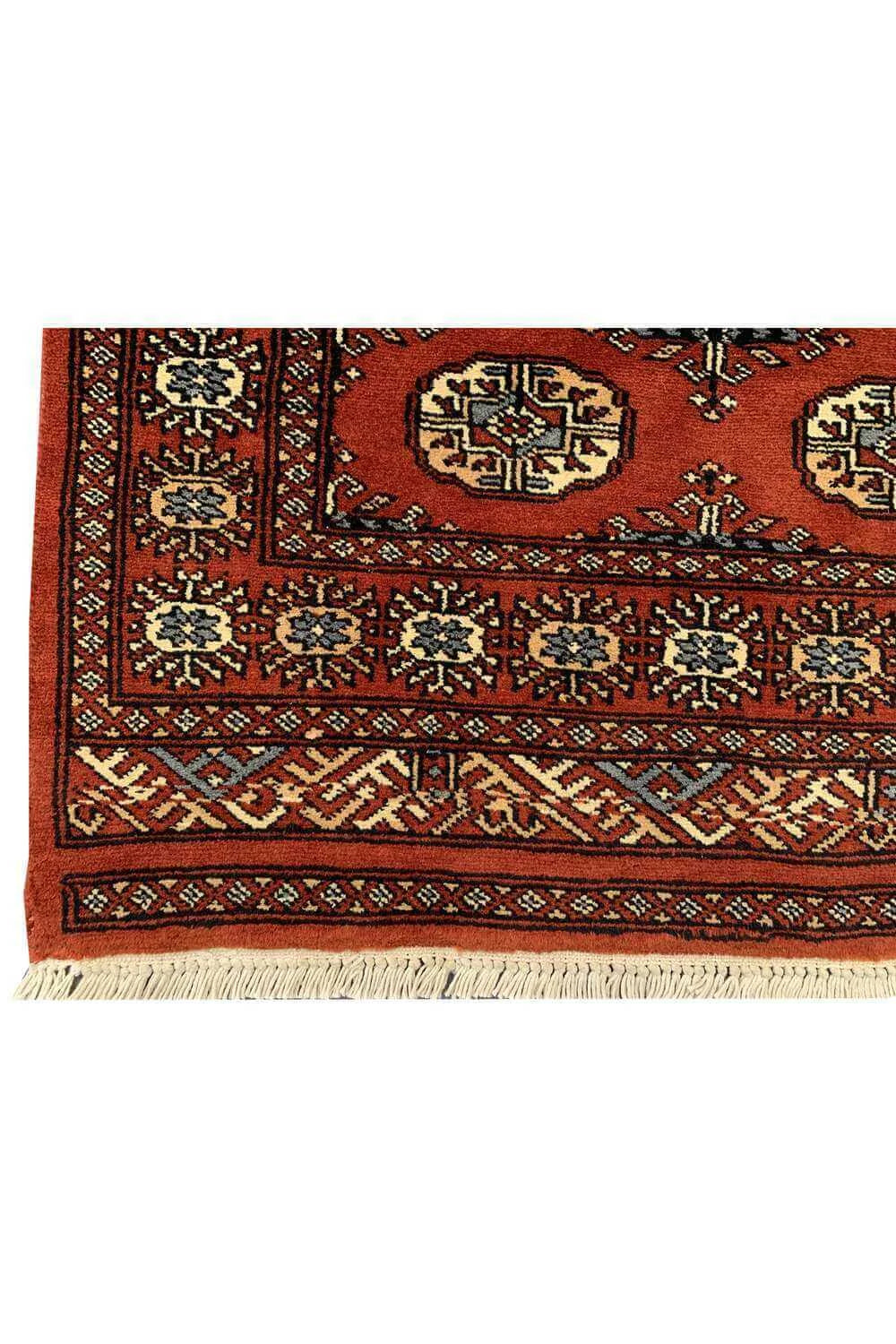 Amazing Hand Knotted Vintage Pakistani Bokhara Jhaldar Wool Area Rug 6.9 x 2.7 Ft
