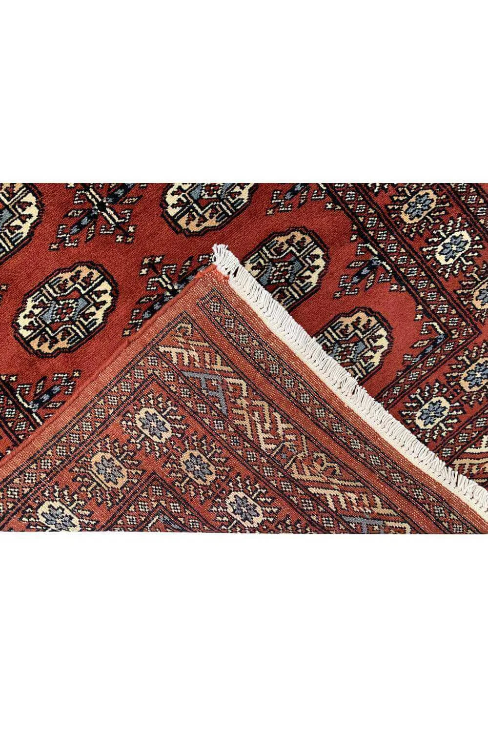 Amazing Hand Knotted Vintage Pakistani Bokhara Jhaldar Wool Area Rug 6.9 x 2.7 Ft