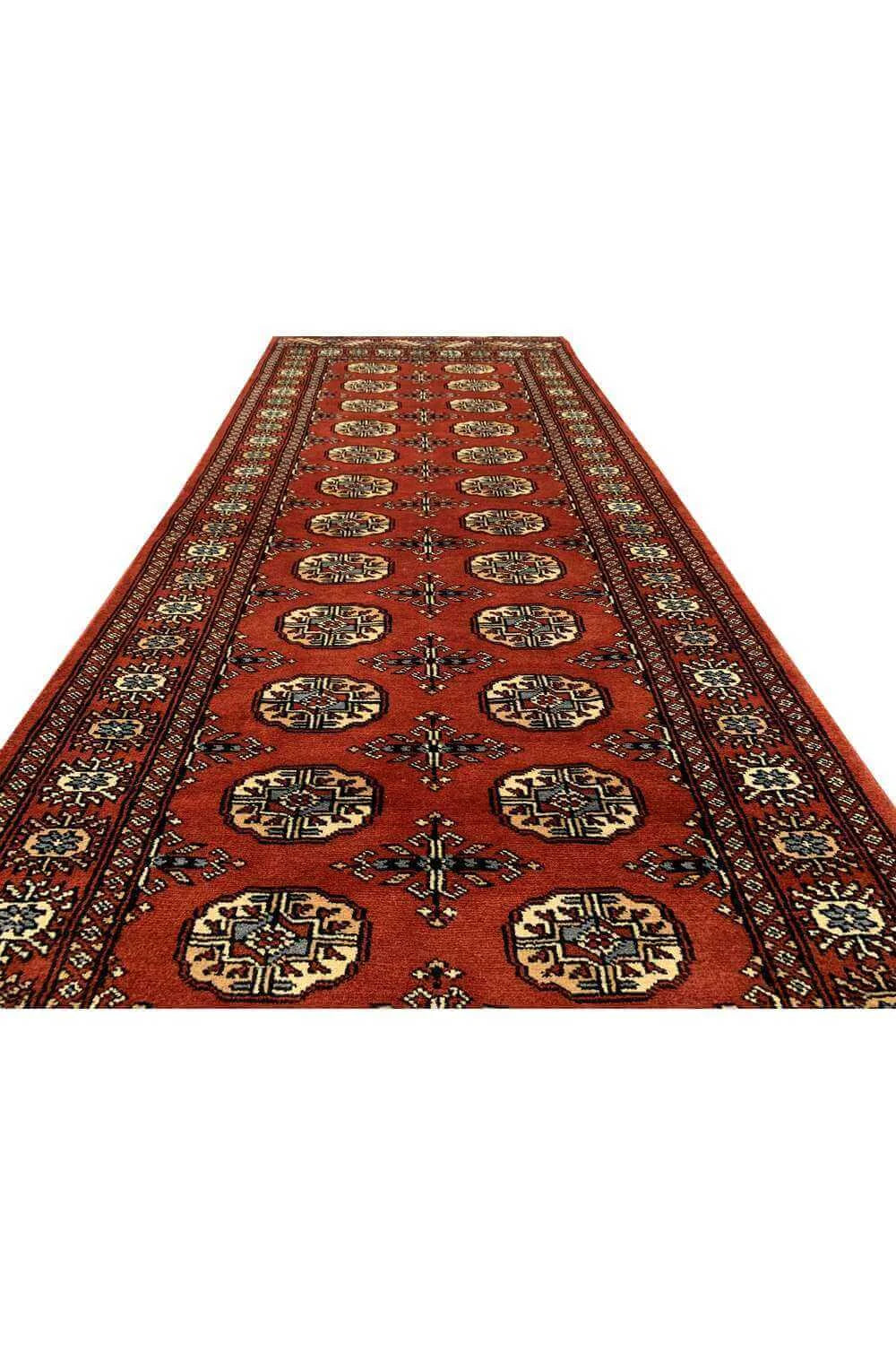 Amazing Hand Knotted Vintage Pakistani Bokhara Jhaldar Wool Area Rug 6.9 x 2.7 Ft