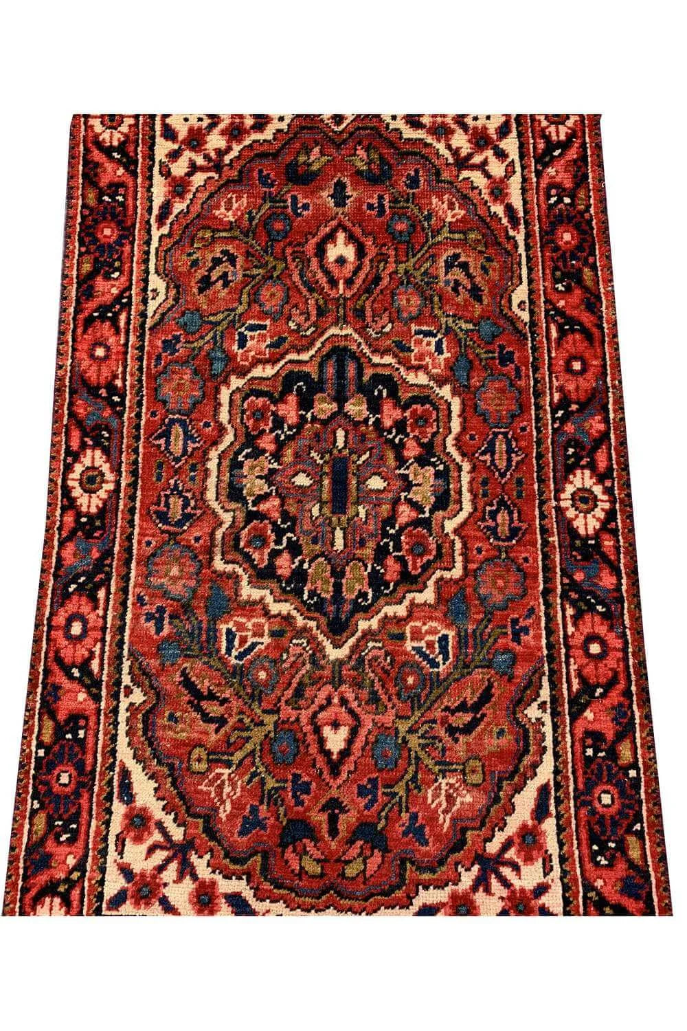 Amazing Hand Knotted Vintage Hareez Wool Area Runner Rug 7.4 x 2.3 Ft