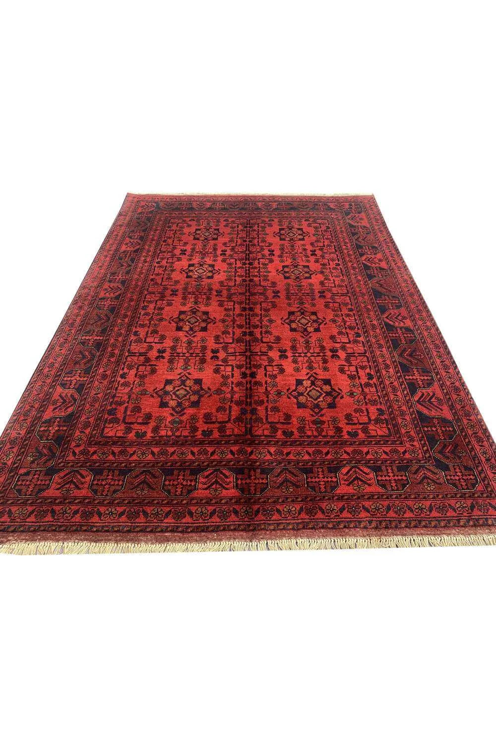 Amazing Hand Knotted Afghan Khal Muhammadi Wool Area Rug 6.7 x 4.11 Ft