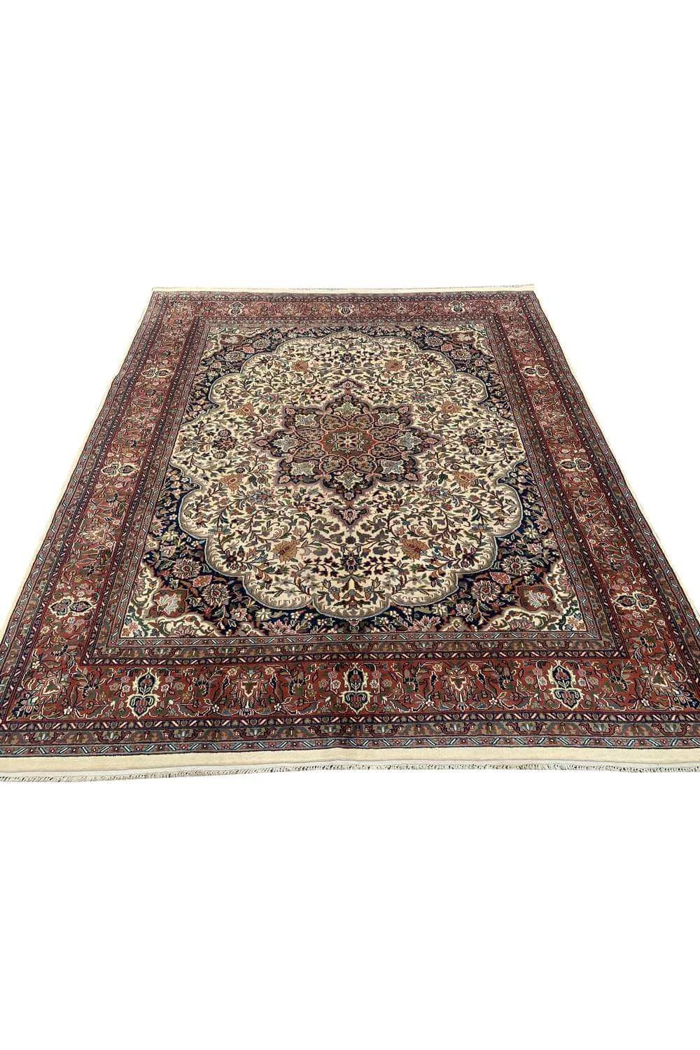 Amazing Hand Knotted Vintage Tabreez Wool Area Rug 9.7 x 8.2 Ft