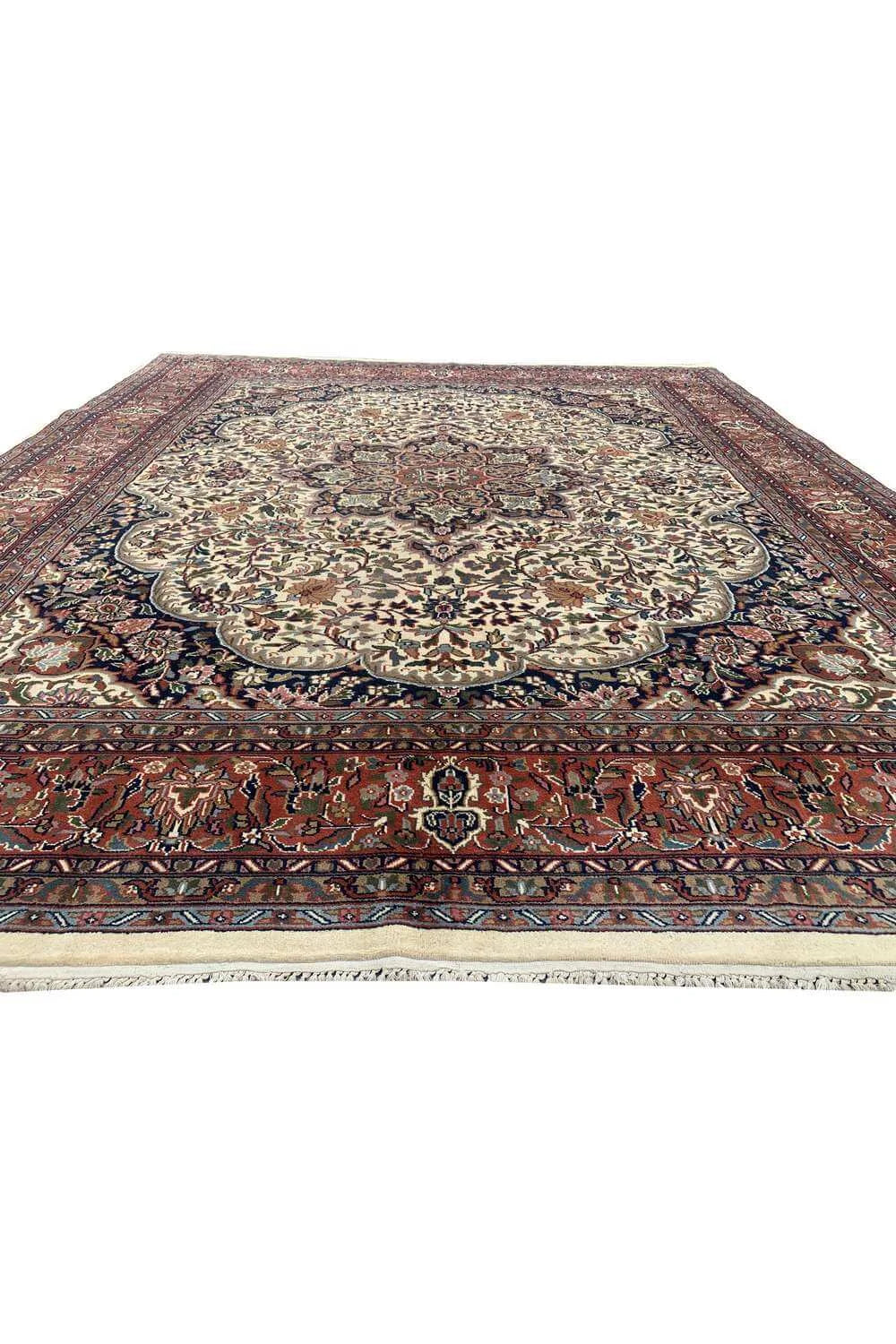 Amazing Hand Knotted Vintage Tabreez Wool Area Rug 9.7 x 8.2 Ft