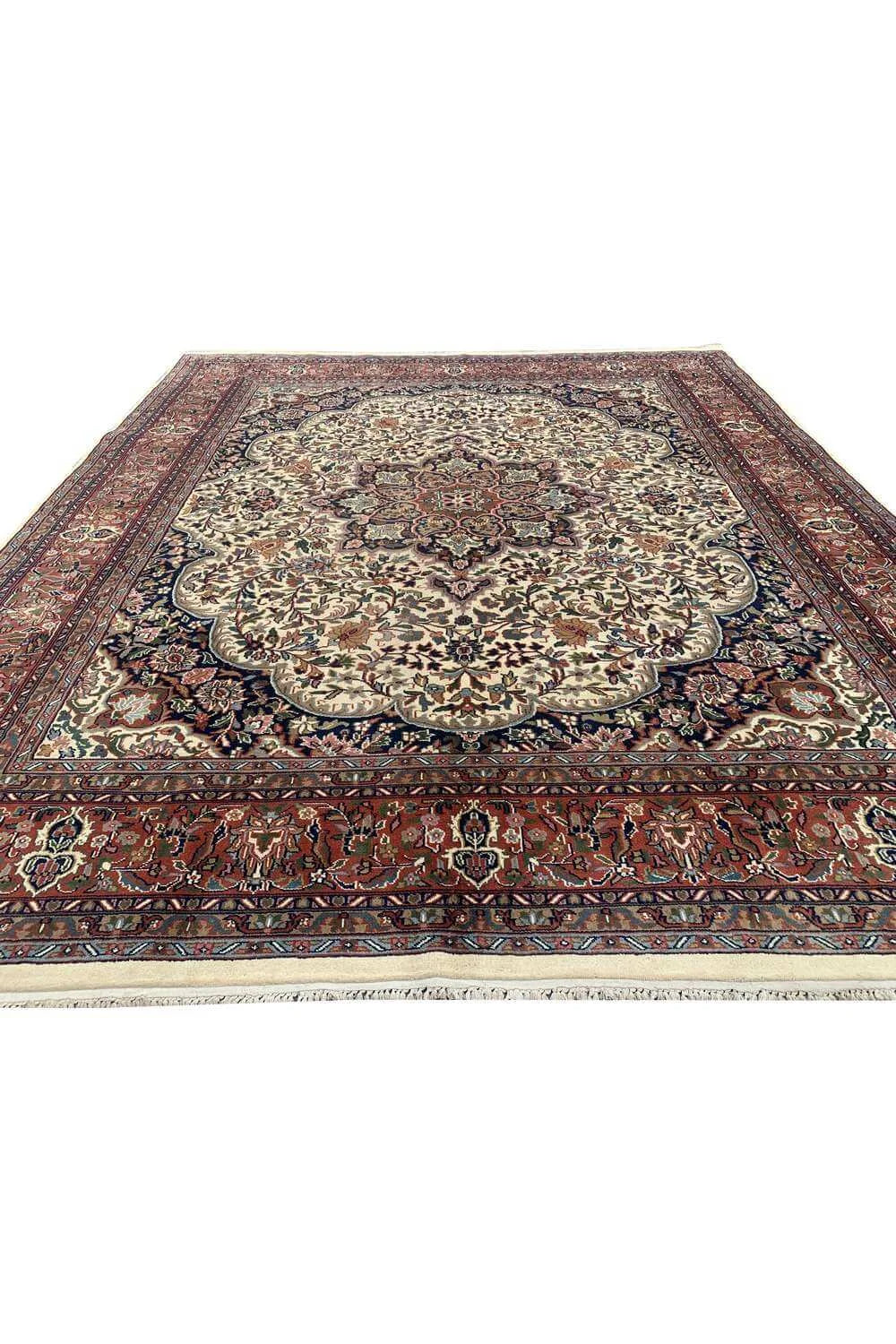 Amazing Hand Knotted Vintage Tabreez Wool Area Rug 9.7 x 8.2 Ft